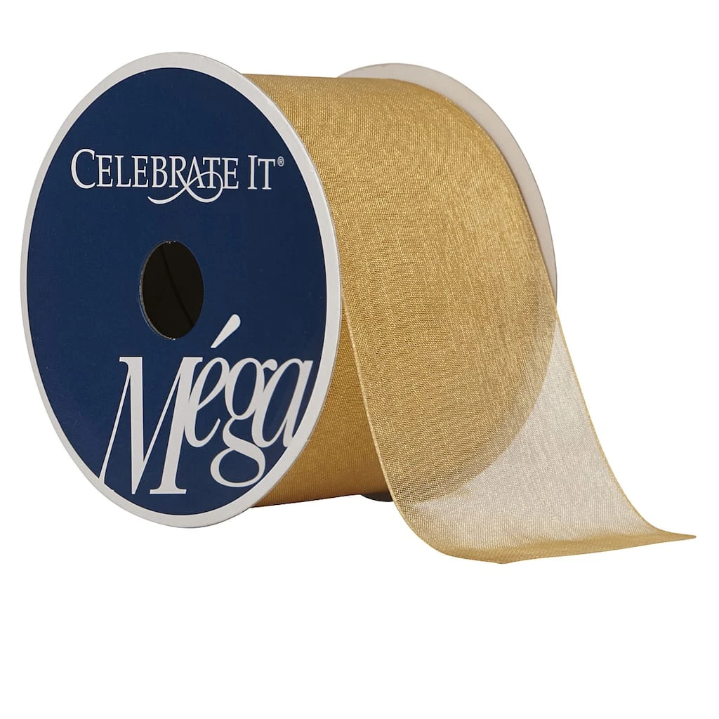 Coupon β¨ 2.5" x 10yd. Gold Sheer Ribbon by Celebrate It® Mega™ π 1 Coupon β¨ 2.5" x 10yd. Gold Sheer Ribbon by Celebrate It® Mega™ π
