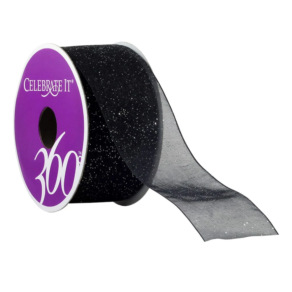 New β 12 Pack: 1.5" Sheer Glitter Ribbon By Celebrate It® 360°™ π 1 New β 12 Pack: 1.5" Sheer Glitter Ribbon By Celebrate It® 360°™ π