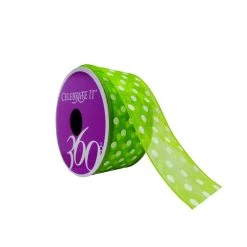 Discount 🎁 12 Pack: 1.5" Sheer Wired Polka Dots Ribbon by Celebrate It® 360°™ 🤩