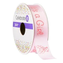 Coupon 🛒 7/8" Satin "It's A Girl" Ribbon by Celebrate It® 360°™ 🎁