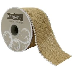 Cheapest ✨ 12 Pack: 2.5" Burlap & Beaded Wired Ribbon by Celebrate It® Occasions™ 🔔