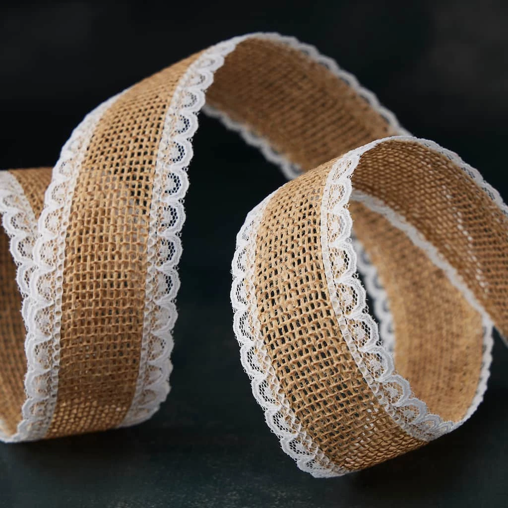 Flash Sale ⭐ 1.5" Faux Burlap with Lace Edging Ribbon by Celebrate It® Occasions™ 🧨 2 Flash Sale ⭐ 1.5" Faux Burlap with Lace Edging Ribbon by Celebrate It® Occasions™ 🧨 - Image 2