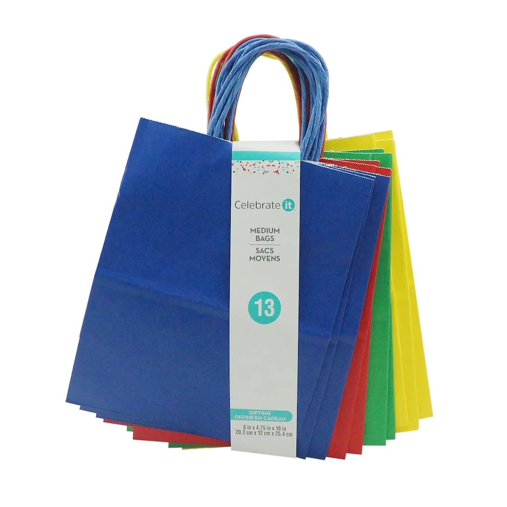 Promo 😍 10 Packs: 13 ct. (130 total) Medium Primary Color Gifting Bags by Celebrate It™ ⭐ 1 Promo 😍 10 Packs: 13 ct. (130 total) Medium Primary Color Gifting Bags by Celebrate It™ ⭐