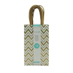 Best Sale 🌟 8 Packs: 13 ct. (104 total) Small Gold & White Chevron Gift Bags by Celebrate It™ 🧨