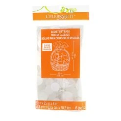 Outlet 🌟 16 Packs: 6 ct. (96 total) 25" White Polka Dot Basket Gift Bags by Celebrate It™ ✔️