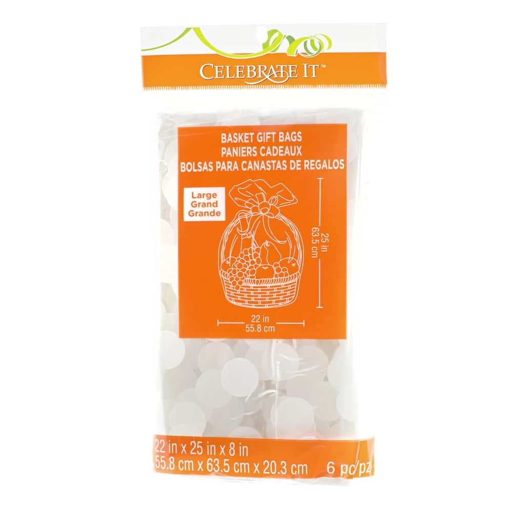 Outlet 🌟 16 Packs: 6 ct. (96 total) 25" White Polka Dot Basket Gift Bags by Celebrate It™ ✔️ 1 Outlet 🌟 16 Packs: 6 ct. (96 total) 25" White Polka Dot Basket Gift Bags by Celebrate It™ ✔️