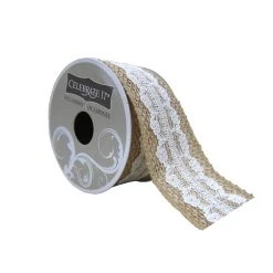 Discount ❤️ 1.5" Burlap & Lace Wired Ribbon by Celebrate It® Occasions™ 🥰