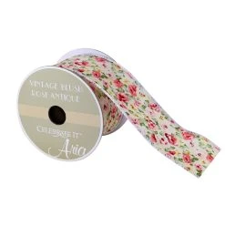 Wholesale ✔️ 12 Pack: 2.5" Pink & White Sheer Wired Floral Ribbon by Celebrate It™ Aria Vintage Blush ✨