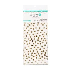 Hot Sale 😉 12 Packs: 5 ct. (60 total) White & Gold Dots Tissue Paper by Celebrate It™ 😉
