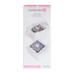Outlet 🧨 6 Packs: 5 ct. (30 total) Silver & White Stripe Treat Boxes by Celebrate It® 🤩