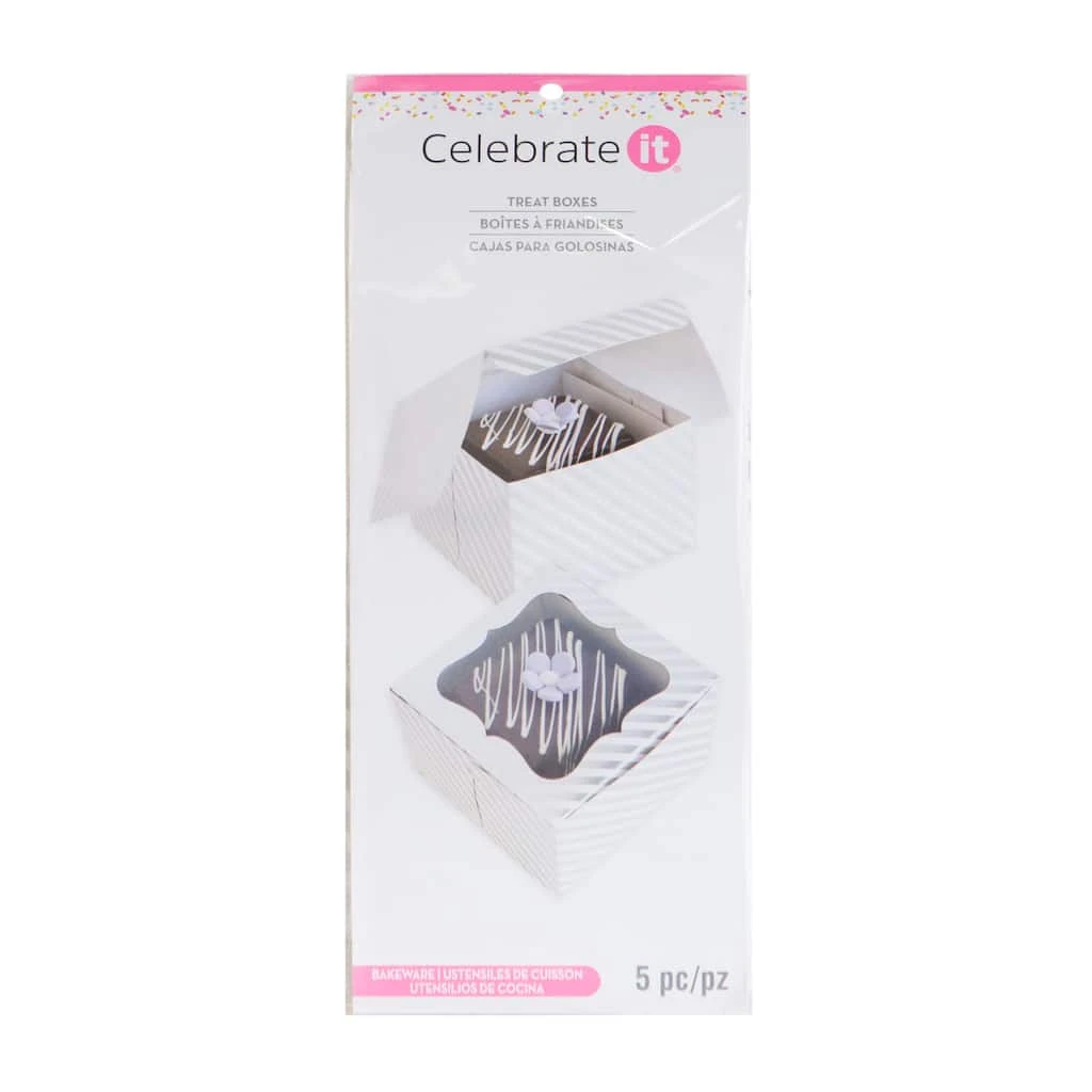 Outlet 🧨 6 Packs: 5 ct. (30 total) Silver & White Stripe Treat Boxes by Celebrate It® 🤩 1 Outlet 🧨 6 Packs: 5 ct. (30 total) Silver & White Stripe Treat Boxes by Celebrate It® 🤩