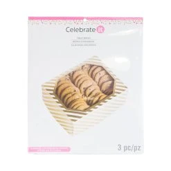 Promo 🥰 6 Packs: 3 ct. (18 total) Gold & White Striped Treat Boxes by Celebrate It® 🎁