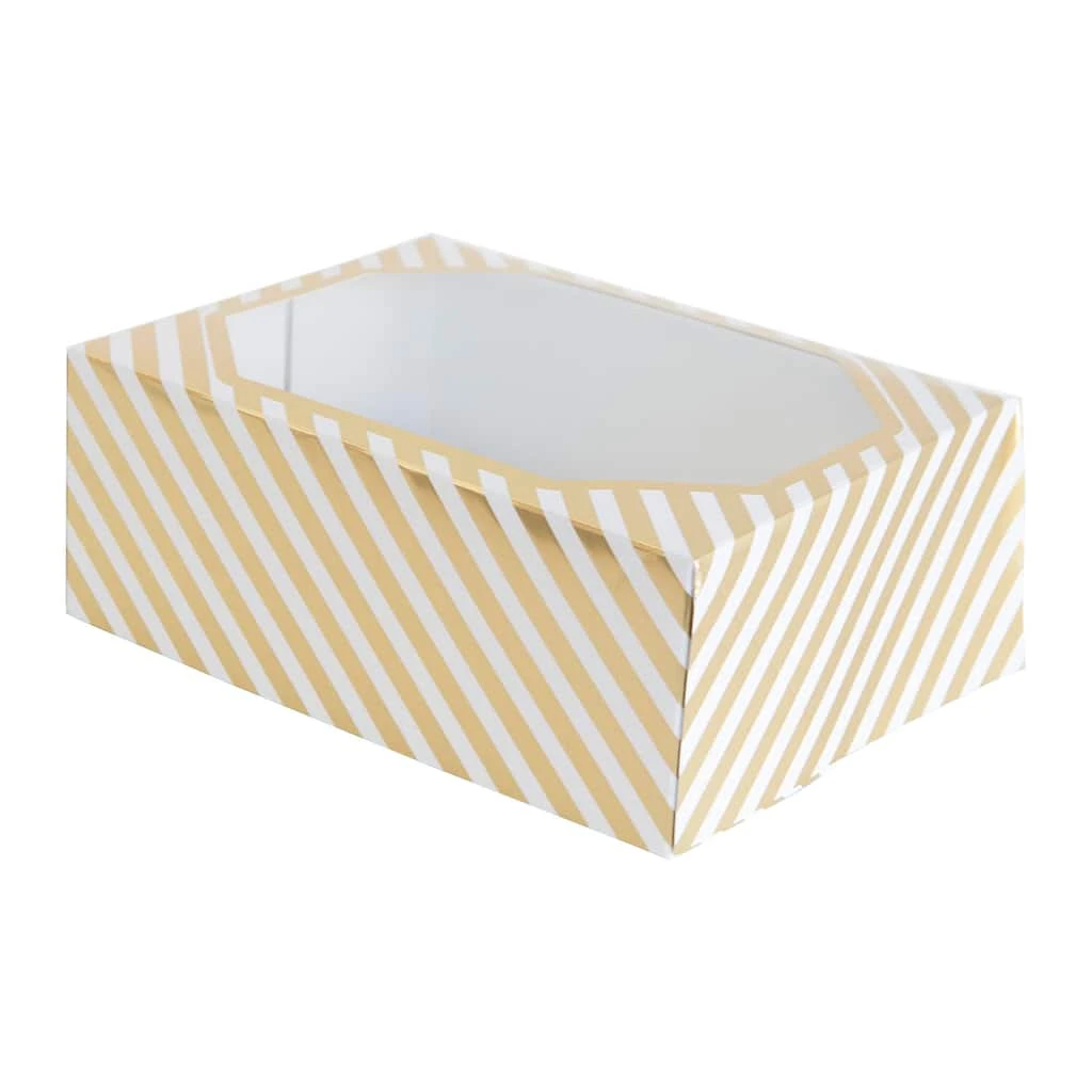 Promo 🥰 6 Packs: 3 ct. (18 total) Gold & White Striped Treat Boxes by Celebrate It® 🎁 2 Promo 🥰 6 Packs: 3 ct. (18 total) Gold & White Striped Treat Boxes by Celebrate It® 🎁 - Image 2