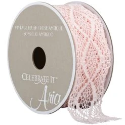 Best Pirce ⭐ 12 Pack: 1.5" Lace Vintage Blush Ribbon by Celebrate It™ Aria 😍