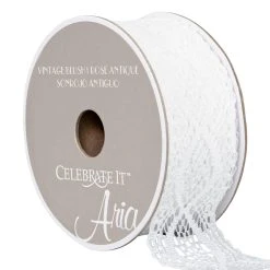 Cheap ❤️ 12 Pack: 1.5" White Lace Ribbon by Celebrate It™ Aria Vintage Blush ✨
