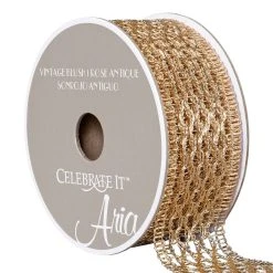 Discount ⌛ 1.5" Knit Metallic Ribbon By Celebrate It™ Aria Vintage Blush 👍