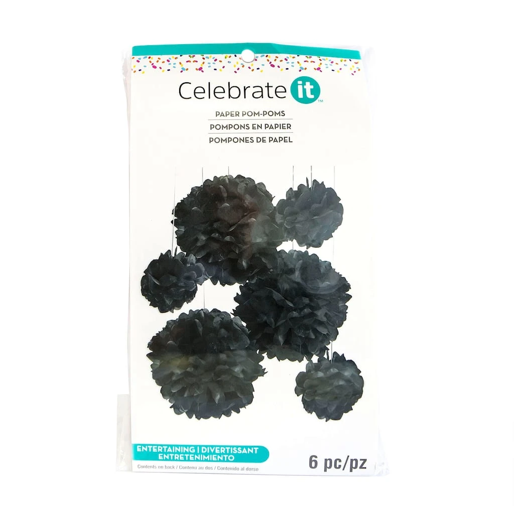 Discount 🥰 Black Paper Pom Poms By Celebrate It™ 💯 2 Discount 🥰 Black Paper Pom Poms By Celebrate It™ 💯 - Image 2