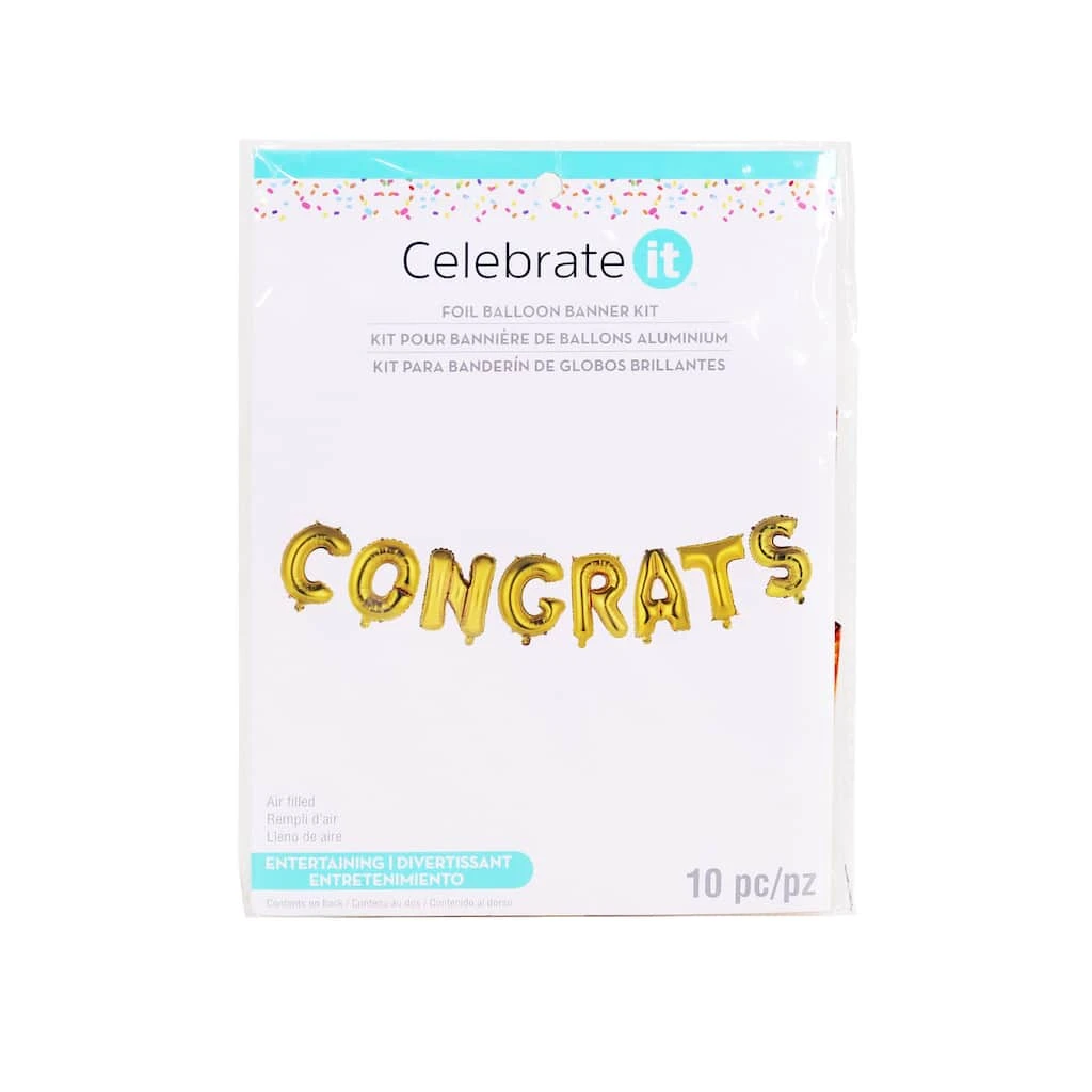 Flash Sale ✔️ Congrats Gold Foil Balloon Banner Kit by Celebrate It™ ✔️ 2 Flash Sale ✔️ Congrats Gold Foil Balloon Banner Kit by Celebrate It™ ✔️ - Image 2