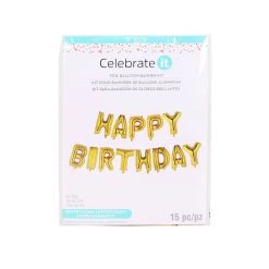 Outlet 🔔 6 Pack: Happy 👍 Birthday Gold Foil Balloon Banner Kit by Celebrate It™ ⌛