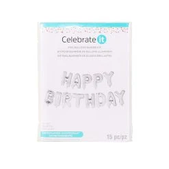 Buy ⭐ Happy 😉 Birthday Silver Foil Balloon Banner Kit By Celebrate It™ 🎁
