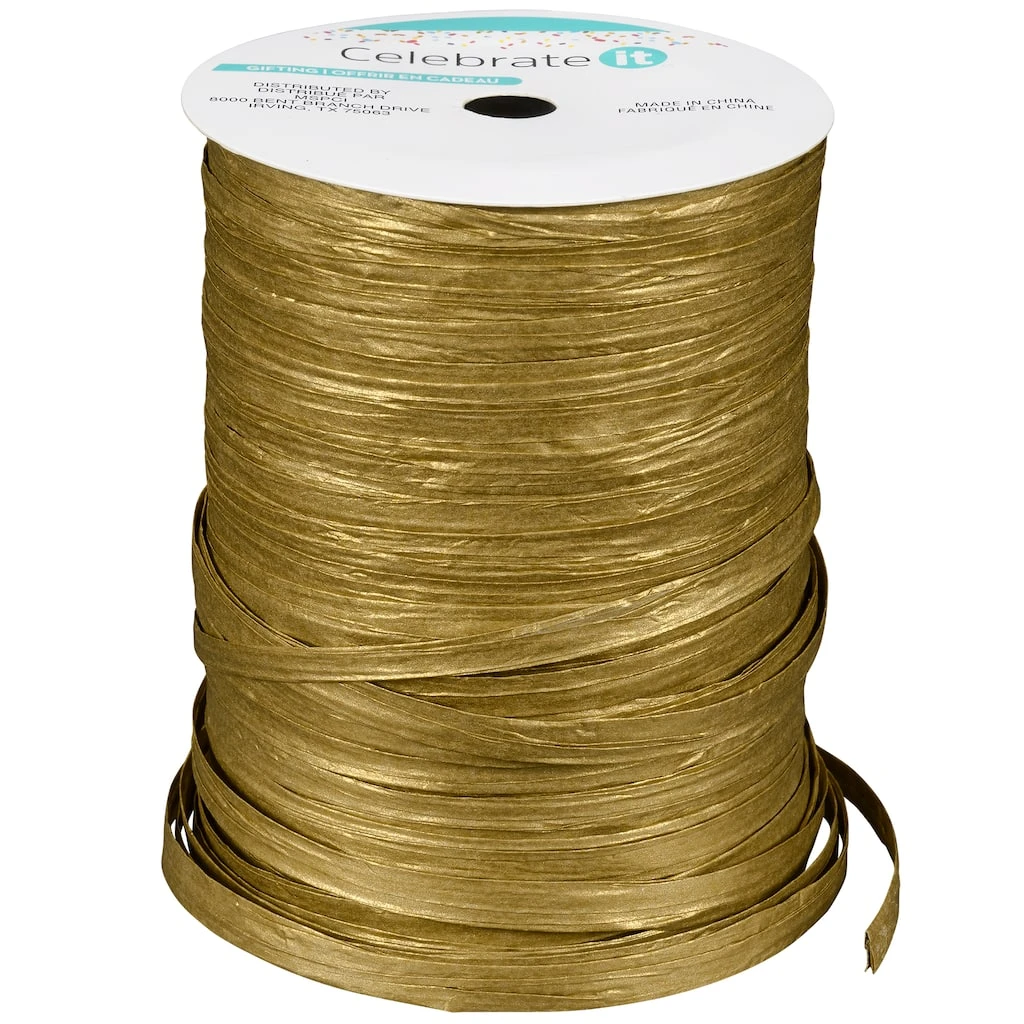 Deals 🤩 75yd. Gold Metallic Raffia Ribbon By Celebrate It™ 🤩 1 Deals 🤩 75yd. Gold Metallic Raffia Ribbon By Celebrate It™ 🤩