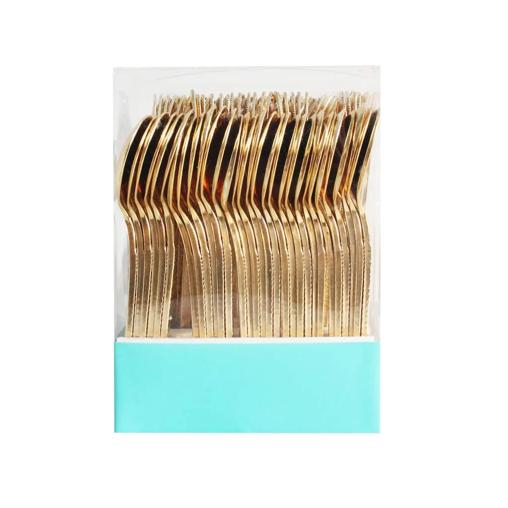 Best Sale ✨ 6 Packs: 120 ct. (720 total) Gold ❤️ Hammered Plastic Cutlery Set by Celebrate It™ ⌛ 2 Best Sale ✨ 6 Packs: 120 ct. (720 total) Gold ❤️ Hammered Plastic Cutlery Set by Celebrate It™ ⌛ - Image 2