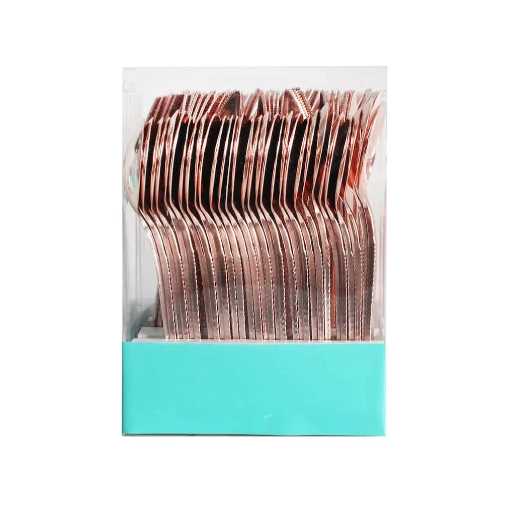Best deal π 6 Packs: 120 ct. (720 total) Rose Gold Hammered Plastic Cutlery Set by Celebrate It™ π 2 Best deal π 6 Packs: 120 ct. (720 total) Rose Gold Hammered Plastic Cutlery Set by Celebrate It™ π - Image 2