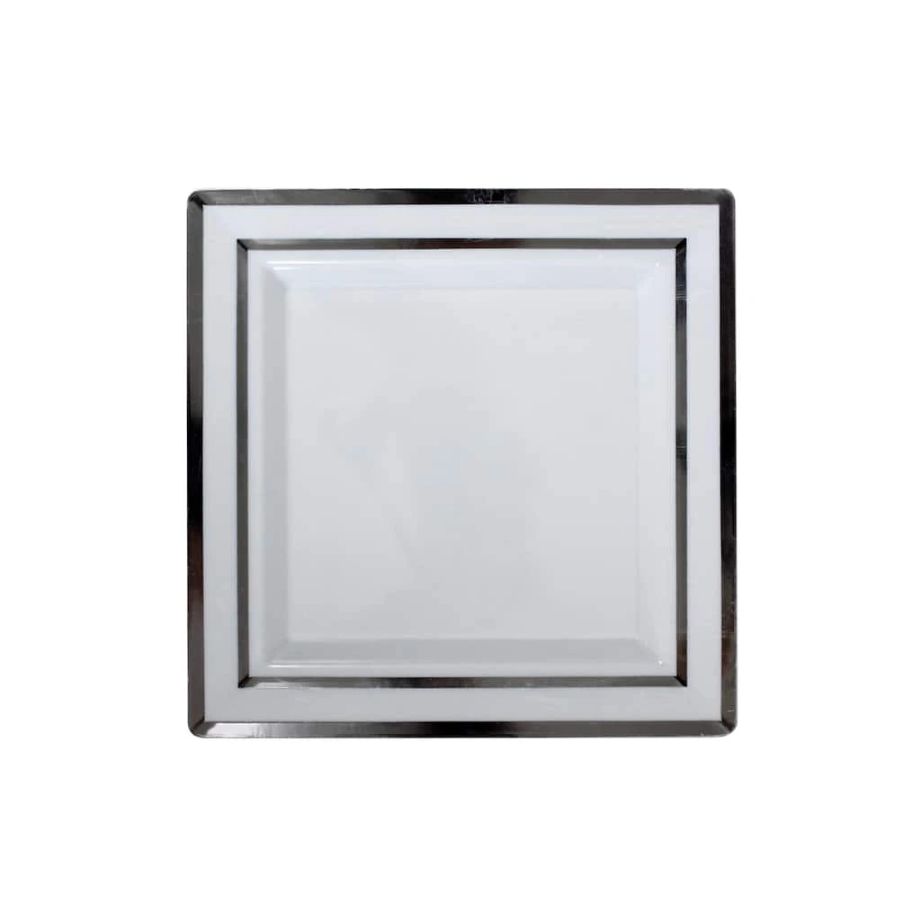 Brand new ⌛ 12 Packs: 8 ct. (96 total) 7" White & Silver Plates by Celebrate It™ ✨ 1 Brand new ⌛ 12 Packs: 8 ct. (96 total) 7" White & Silver Plates by Celebrate It™ ✨