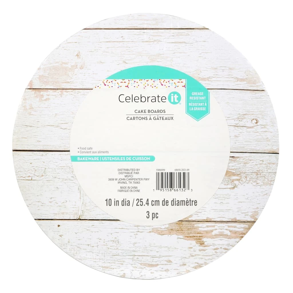 Brand new ⭐ 10" White Wood Grain Cake Boards by Celebrate It® 🥰 1 Brand new ⭐ 10" White Wood Grain Cake Boards by Celebrate It® 🥰