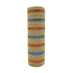 Promo ✨ 12 Pack: 10" Red, Tan & Blue Striped Mesh by Celebrate It™ ⭐