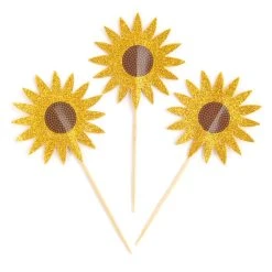 Buy 🎉 12 Packs: 12 ct. (144 total) Glittery Sunflower Treat Toppers by Celebrate It® ✨