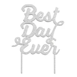 Best deal ✔️ 12 Pack: Best Day Ever Silver Glitter Cake Topper by Celebrate It™ 🎁
