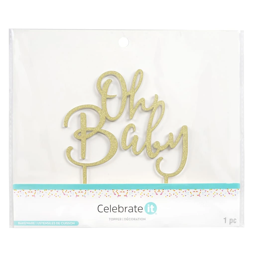 Discount ❤️ 12 Pack: Gold Glitter Oh Baby Cake Topper by Celebrate It™ ✔️ 2 Discount ❤️ 12 Pack: Gold Glitter Oh Baby Cake Topper by Celebrate It™ ✔️ - Image 2