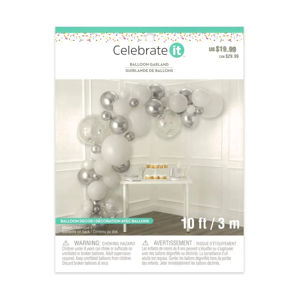 Cheap π₯° 10ft. Silver & White Balloon Garland by Celebrate It™ π 3 Cheap π₯° 10ft. Silver & White Balloon Garland by Celebrate It™ π - Image 3