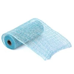 Wholesale ✨ 10" Light Blue & White Window Poly Burlap Mesh by Celebrate It™ 👏