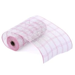 Wholesale ⌛ 10" Pink & White Window Poly Burlap Mesh by Celebrate It™ 🥰