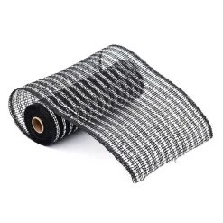 Coupon 🔥 10" Black & White Stripe Poly Burlap Mesh by Celebrate It™ 🥰