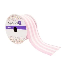 Deals ✨ 12 Pack: 2.5" Faux Linen Wired Striped Ribbon by Celebrate It™ 😀