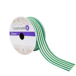 Hot Sale 🎉 1.5" Stripe Faux Linen Wired Ribbon by Celebrate It™ ✨