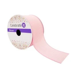 Discount ✔️ 2.5" Faux Linen Wired Ribbon by Celebrate It™ Décor 💯