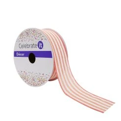 Best deal 🛒 1.5" Stripe Faux Linen Wired Ribbon by Celebrate It™ Décor 😍