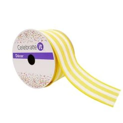 New ❤️ 12 Pack: 2.5" Faux Linen Wired Thick Striped Ribbon by Celebrate It™ Décor ⌛