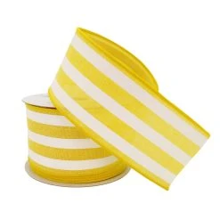 Cheap 🧨 2.5" Faux Linen Wired Thick Striped Ribbon by Celebrate It™ Décor ⌛ -Celebrate It Sales Shop 10659021 2