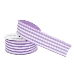 Promo ❤️ 12 Pack: 1.5" Faux Linen Wired Thin Striped Ribbon by Celebrate It™ Décor 🎁 -Celebrate It Sales Shop 10659022 2 1