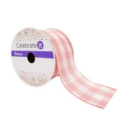 Wholesale 😍 2.5" Gingham Wired Ribbon by Celebrate It™ Décor 💯