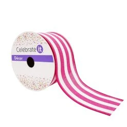 Coupon ✨ 12 Pack: 2.5" Faux Linen Wired Thick Striped Ribbon by Celebrate It™ Décor 😍
