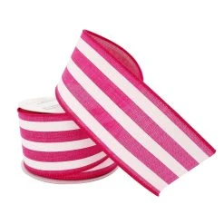 Best Sale 😀 2.5" Faux Linen Wired Thick Striped Ribbon by Celebrate It™ Décor ⌛ -Celebrate It Sales Shop 10659039 2