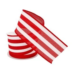 Outlet ⌛ 12 Pack: 2.5" Faux Linen Wired Thick Striped Ribbon by Celebrate It™ Décor ⌛ -Celebrate It Sales Shop 10659047 2 1