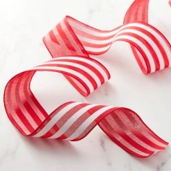 Brand new 🎁 2.5" Faux Linen Wired Thick Striped Ribbon by Celebrate It™ Décor 😀 -Celebrate It Sales Shop 10659047 20