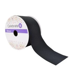 Budget 🔔 2.5" Black Faux Linen Wired Ribbon by Celebrate It™ 🌟